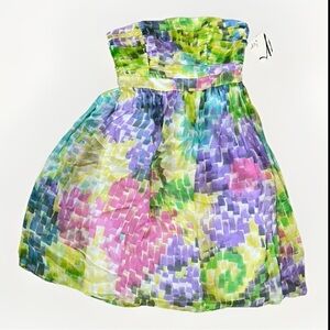 NWT Milly Watercolor Strapless Silk Dress 2